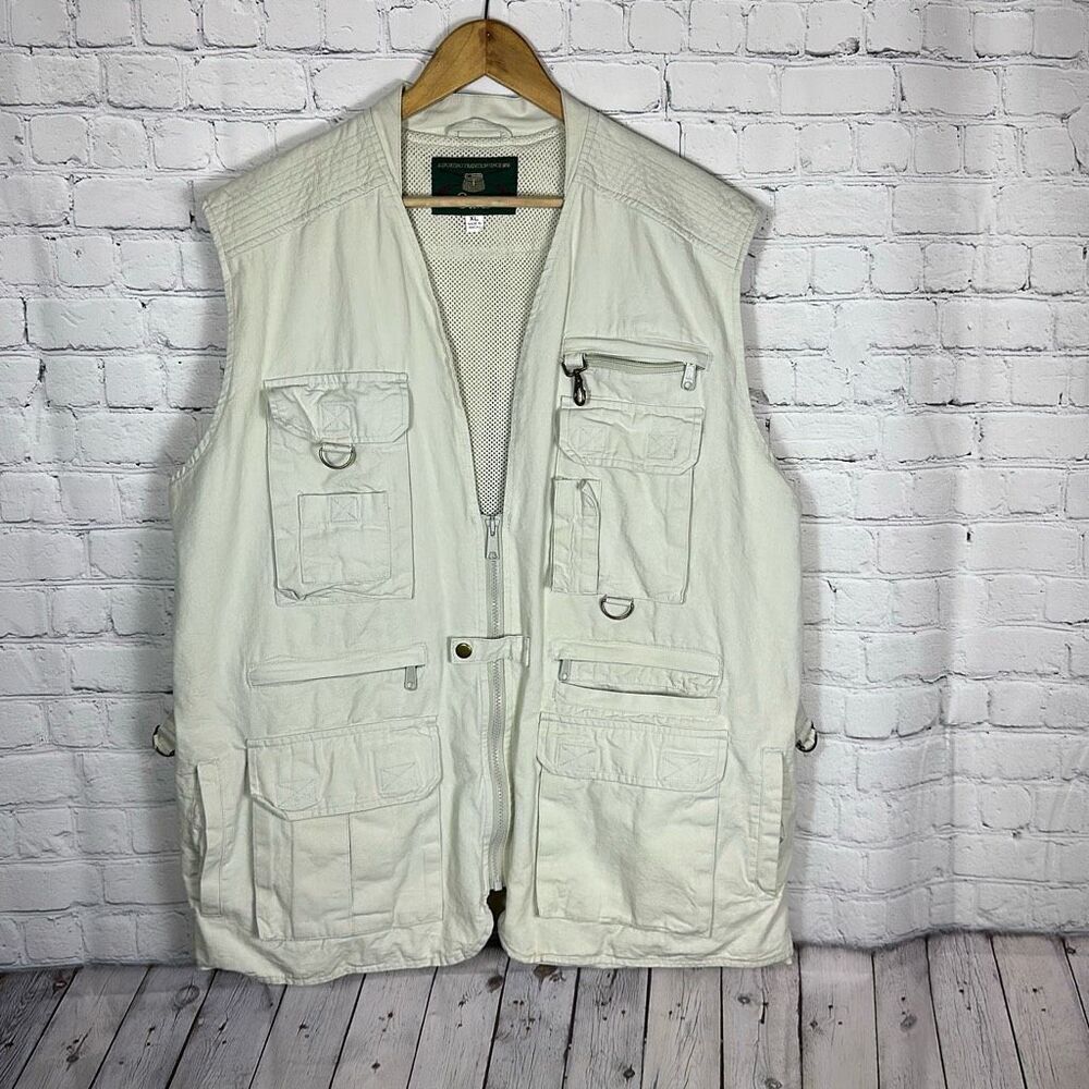 Orvis‎ Mens XL Fishing Vest Multi Pocket Utility Travel Cream Tan Vented